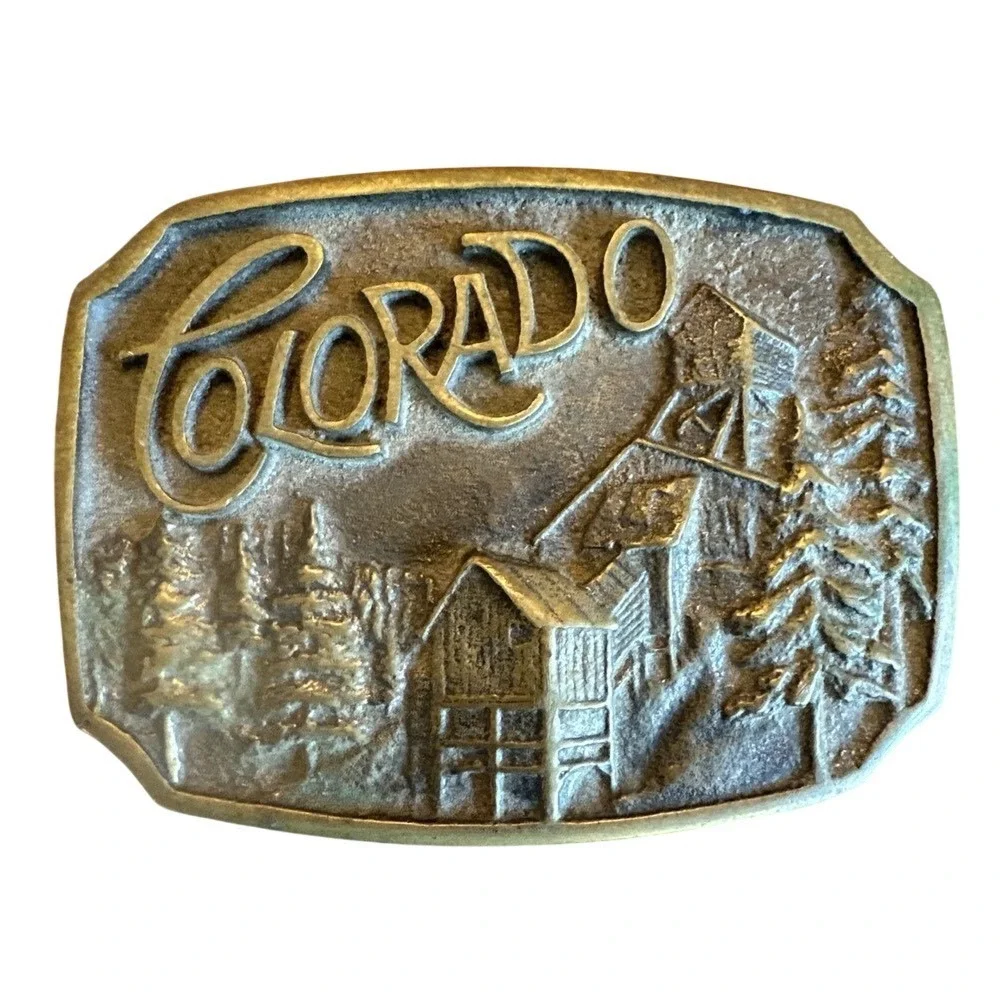 COLORADO Mine Mill Belt Buckle‎ Vintage 1976 Solid Brass Heritage Mint LTD.